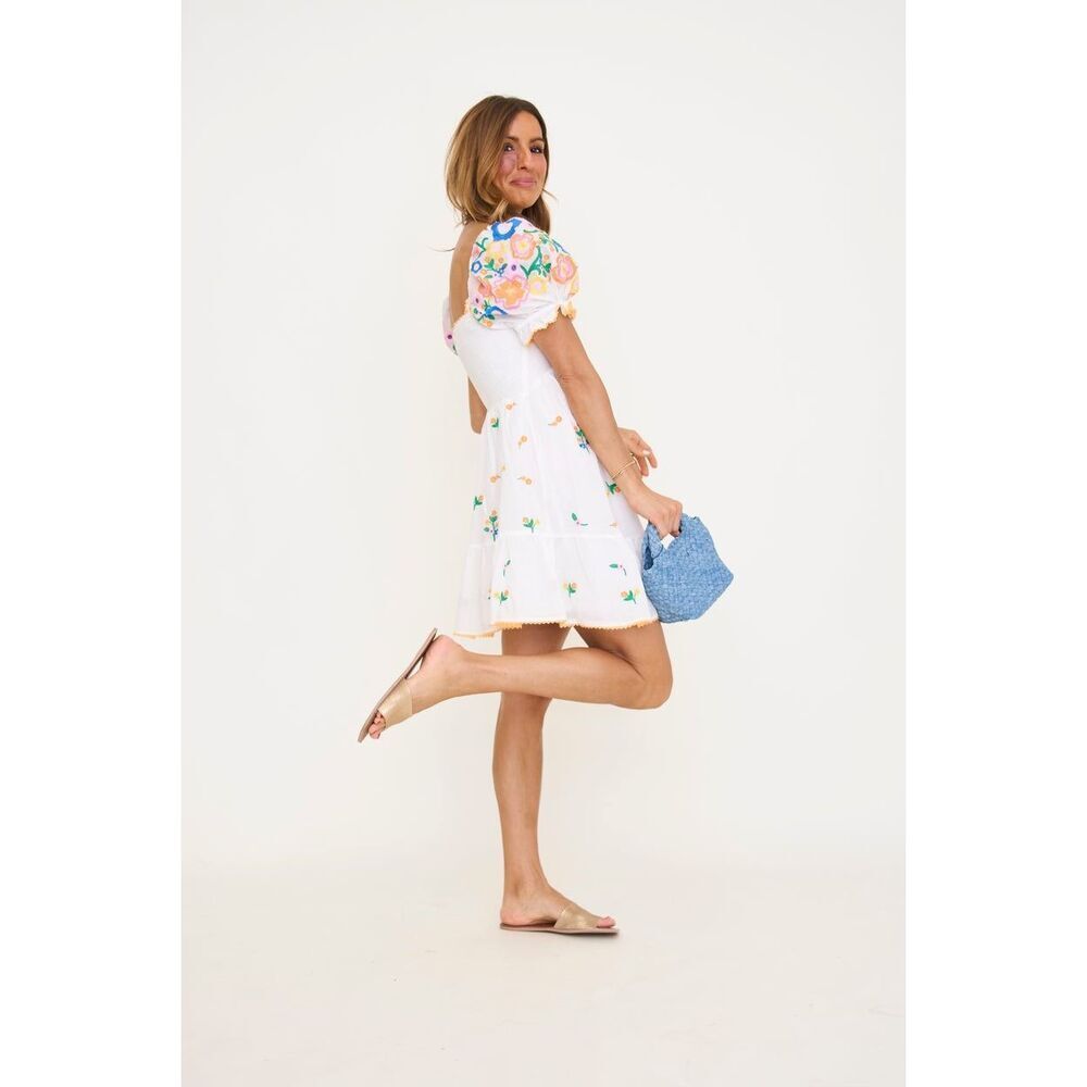 Jacquie the Label Julianna Embroidered Mini Dress Brunch Summer size S NWT - Picture 2 of 8